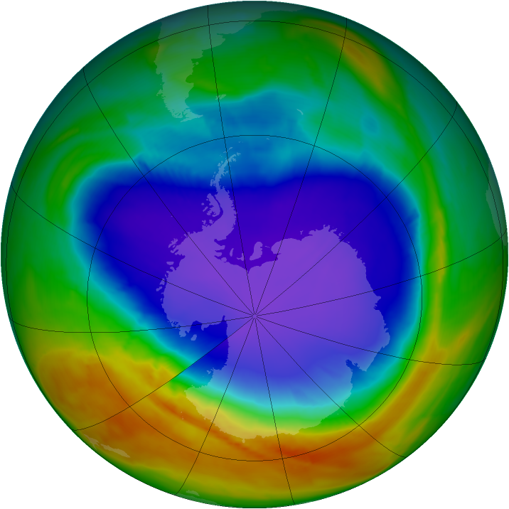 Antarctic ozone map for 04 October 2014